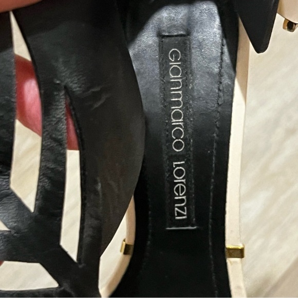 Gianmarco Lorenzi Perforated Caged Heels Stiletto Italy Leather Open Toe 7.5 - Picture 13 of 16